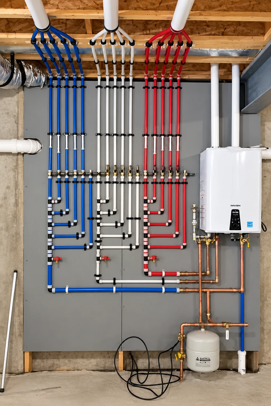 Water piping, supply lines and distribution manifolds